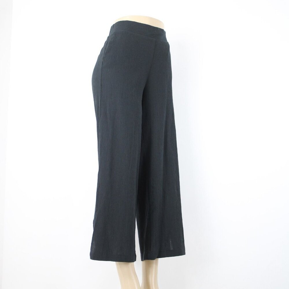 NYDJ Sz 4 x 27 Black Gauze Wide Leg Pull On Ankle 100% Cotton Pant - Picture 6 of 16